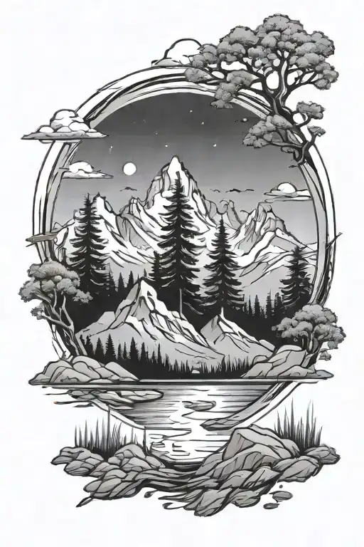 On You Will Go Into Darkness With Mountains And Trees