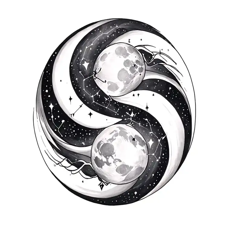 Virgo And Gemini Constellation With Moon