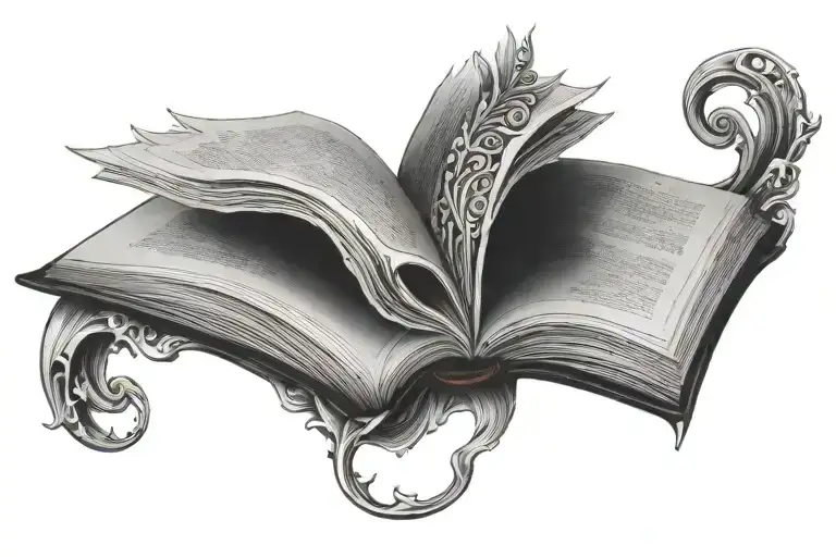 Open Book Along Spine Tatoo