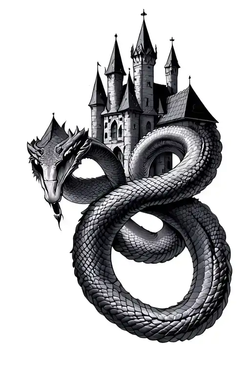 Gothic Castle With A Snake Intertwined