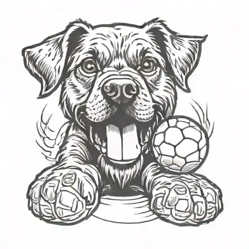 Dog Paw With Tennis Ball