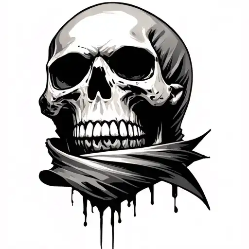 A Skull Ripping Face Banner Wrapped With Omerta
