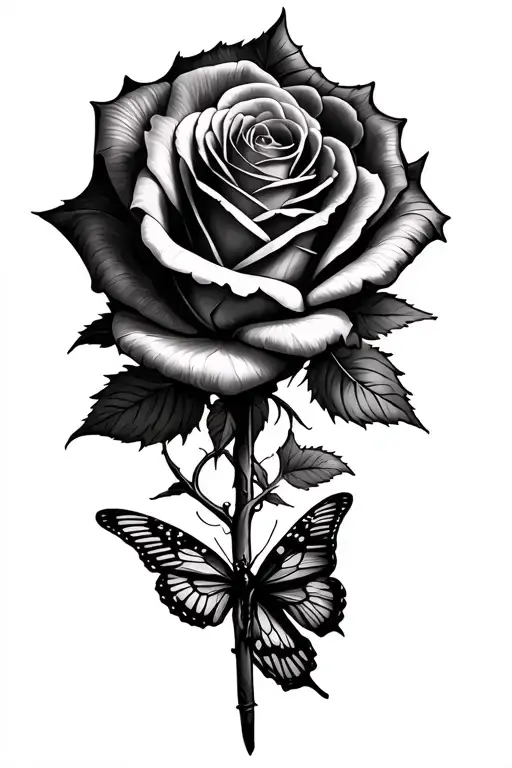 Multiple Roses With A Compass And Butterfly Flying