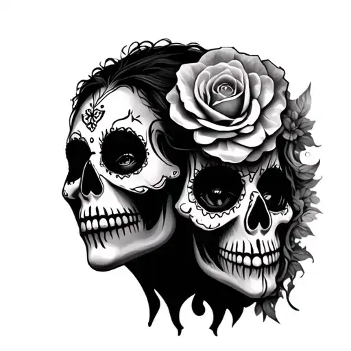 Left View Day Of The Dead Face Morphing