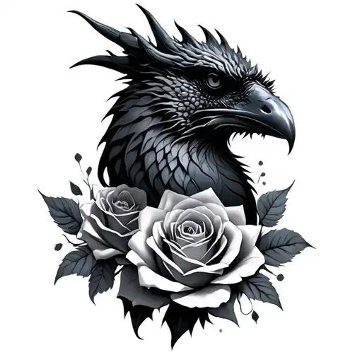 Dragon Raven Roses