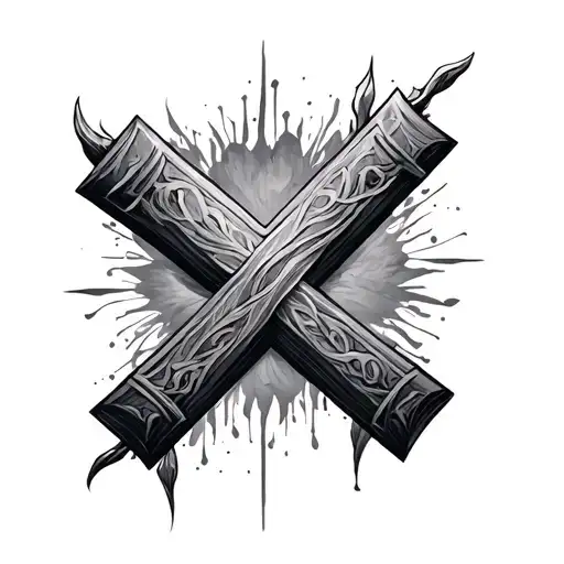 Cross Tattoo With 08 And Lerezy