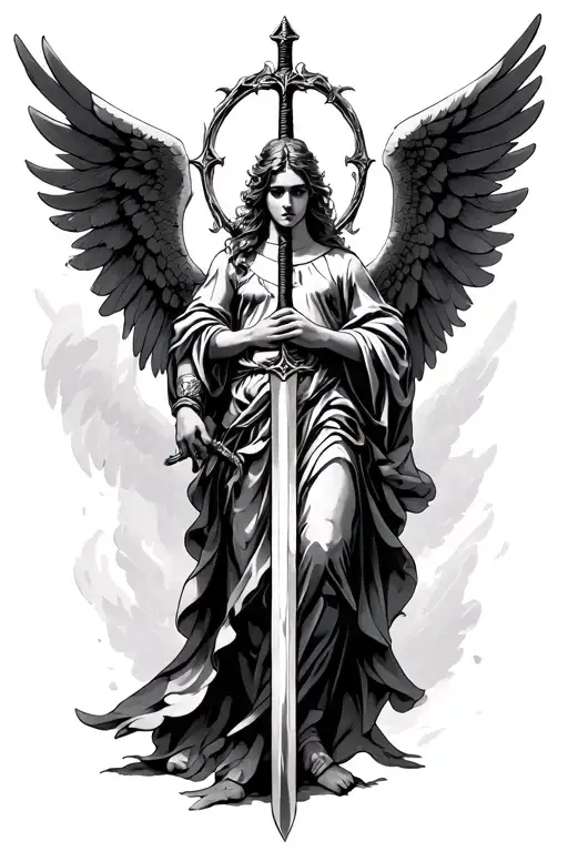 Arch Angel Holding A Sword