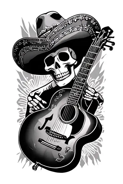 Mariachi Skeleton Guitar