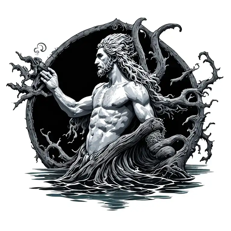 Wood Etch Tattoo Based Off The Lord Of The Water