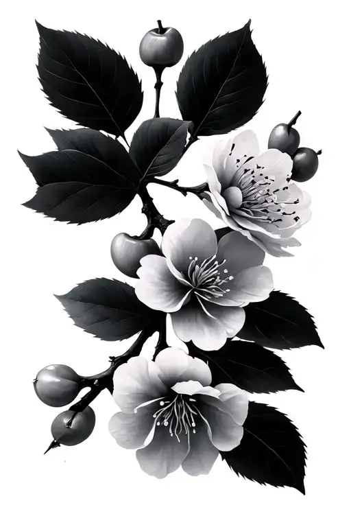 Cherry Blossom Branch With A Transparent