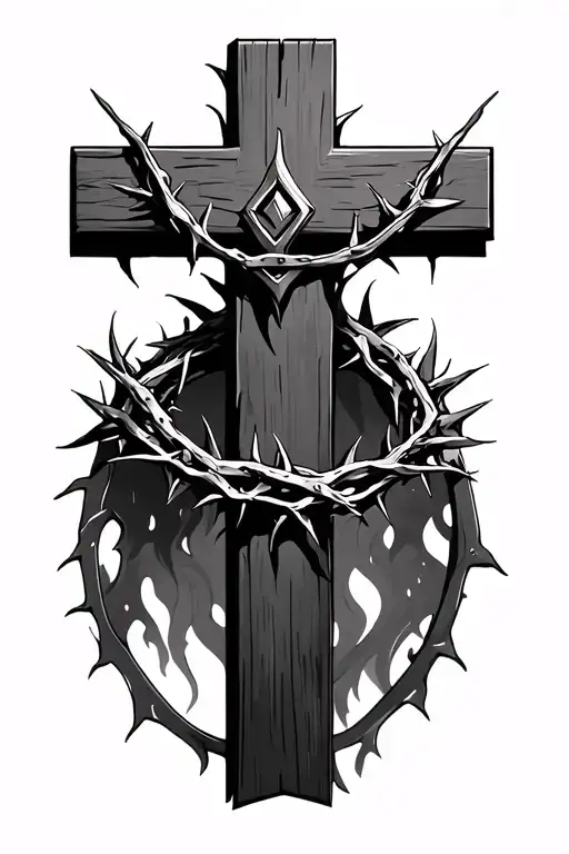 Crown Of Thorns On Cross With Fill In Behind It