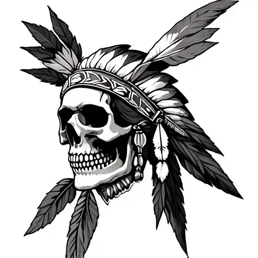 Native American Skull Surrounded