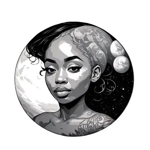 Planet On Shoulders Of Black Woman
