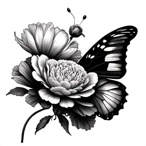 Carnation And Butterfly