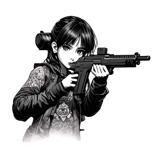 Anime Girl With Machine Gun