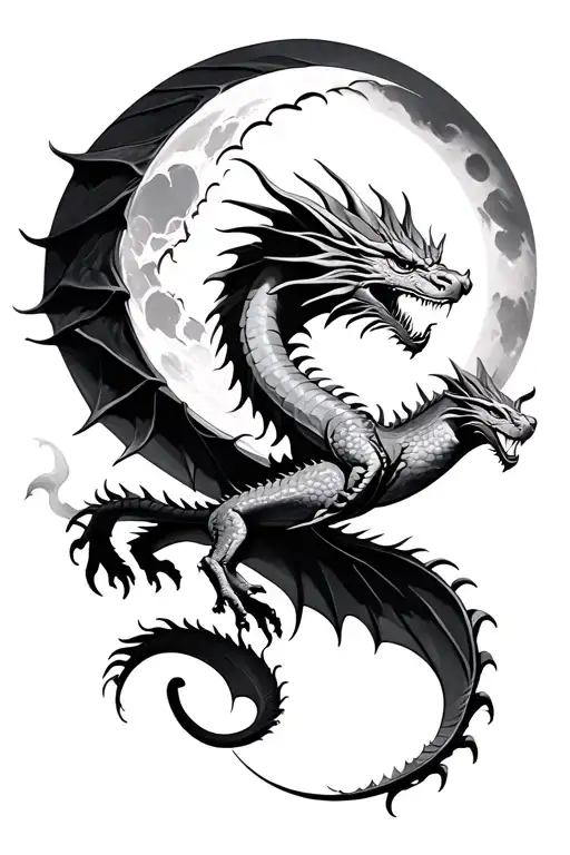 Dragon Flying Towards The Moon