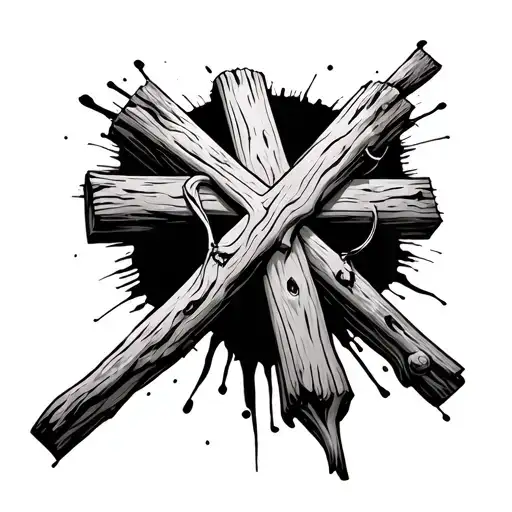 Wood Cross With Death Could Not Hold Me Chiseled On The Cross