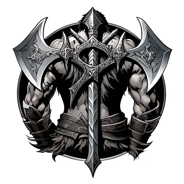 Norse Back Piece With Battle Axe Inspired