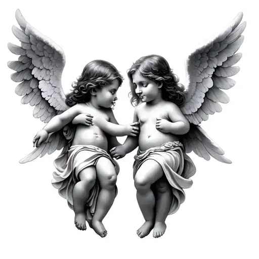 Three Little Angels In Heaven Holding Hands