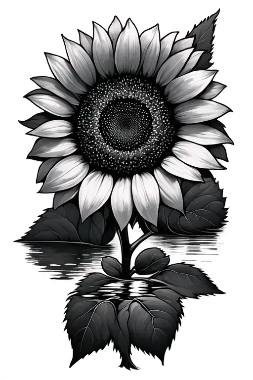 Sunflower And Sunset Reflecting