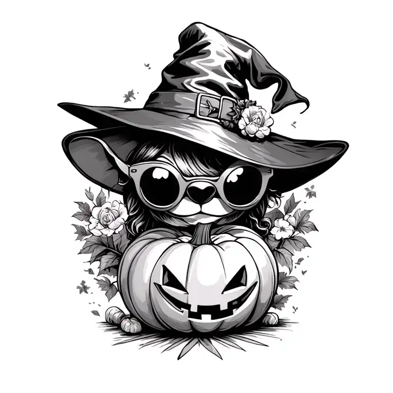 Stitch In Witch Hat With Pumpkin Candy Bucket Hat And Sunglasses