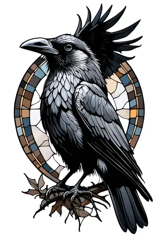 Crow And Cathedral Stained Glass