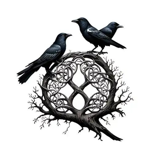 Celtic Tree Of Life With 4 Seasons Crows Wolf