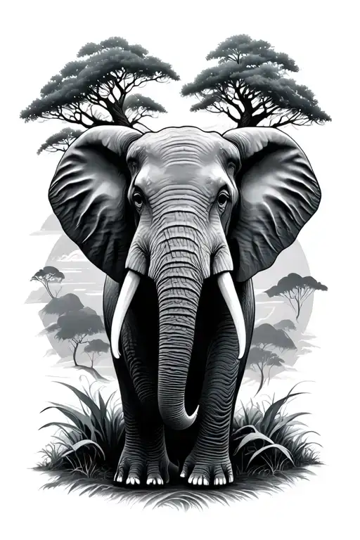 Elephant And Baobab Tree