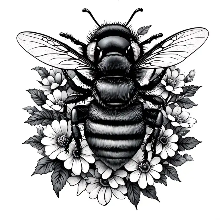 Bee With Flowers And Delicate