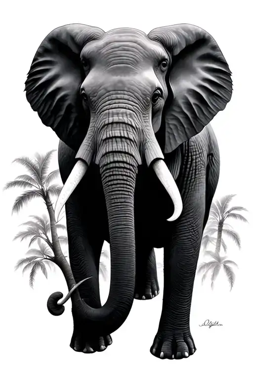 Elephant And Baobab Tree