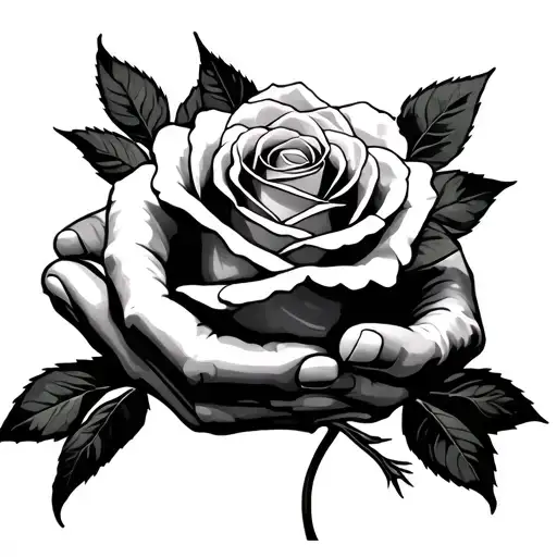 Rose Memorial In A Pair Of Hands