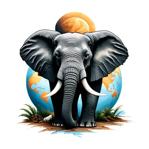 Lonely African Elephant On A Globe
