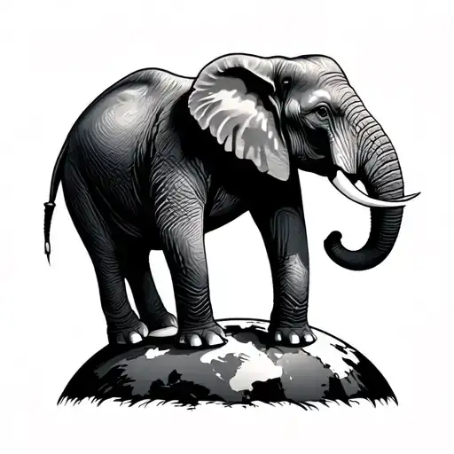 Lonely African Elephant Standing On A Globe