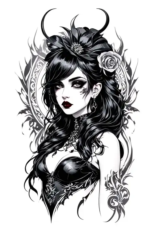 Black Gothic Cyber Sigilism Style Of Bayonetta