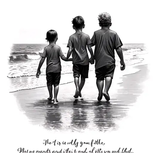 3 Little Kids Holding Their Grandfathers Hand Walking On The Beach With A Bible Verse Under It