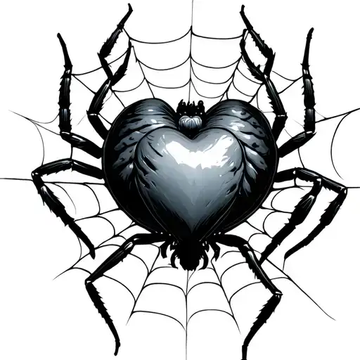 Spiders In A Web With A Heart