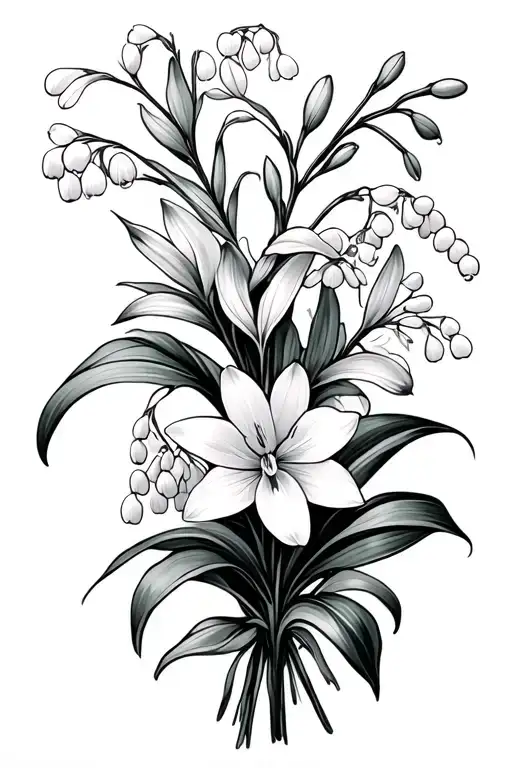 Lily Of The Valley And Narcissus Flower Bouquet