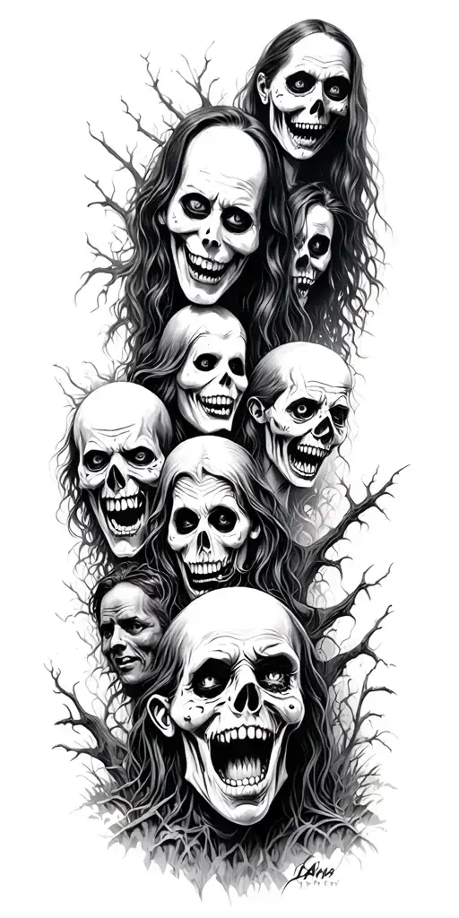 Lively Graveyard Scene With Popular Horror Movie Characters