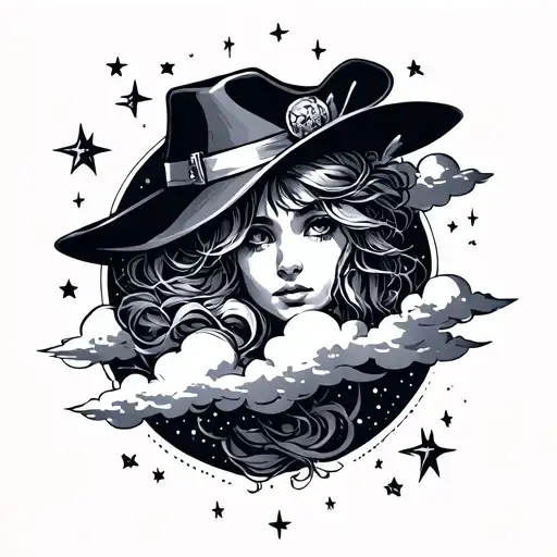 Sleeve Skol & Hatti In The Sky Filled With Stars And Clouds