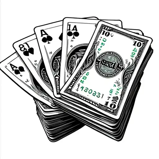 Stack Of Cash With Cards Behind