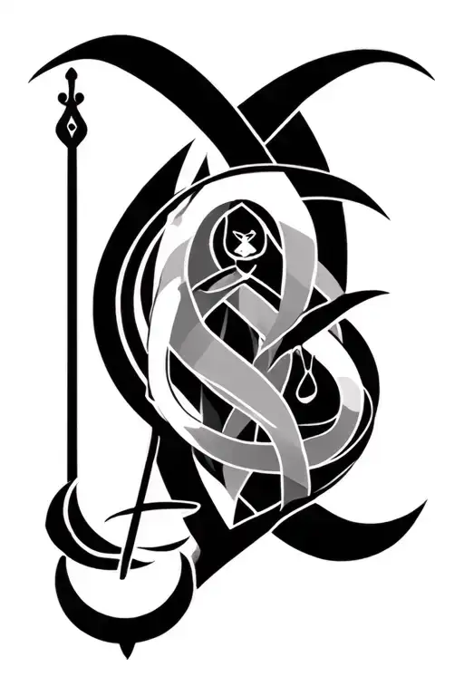 Geometric Virgo And Libra Sign Intertwined