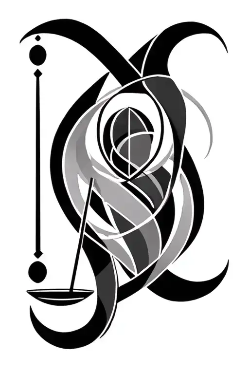 Geometric Virgo And Libra Sign Intertwined