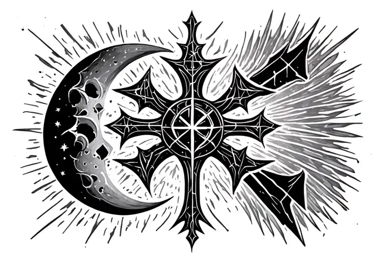 Cybersigil With Cross And Stars Or Moon