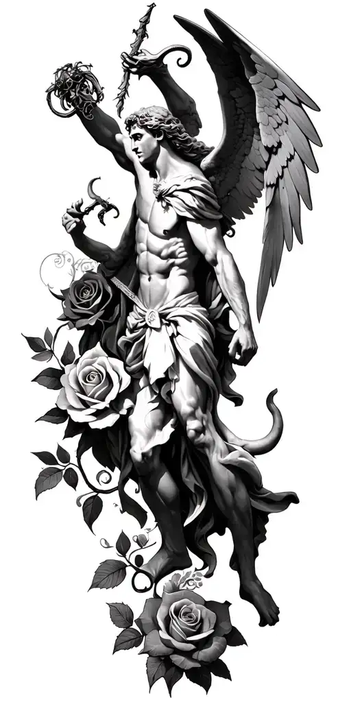 St Michael The Archangel Vs Satan And Roses