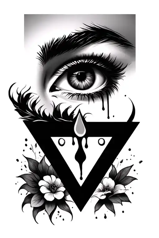 Chicano Eye Contained In A Triangle That The Eye Is Crying And Inside The Triangle