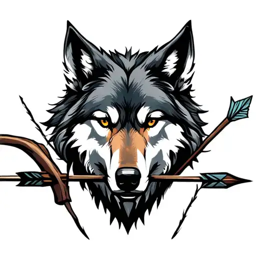 Archers Bow With Wolfhead Arrows
