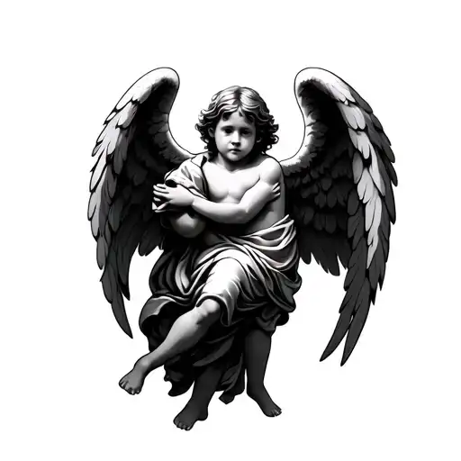 Guardian Angel Protecting A Boy