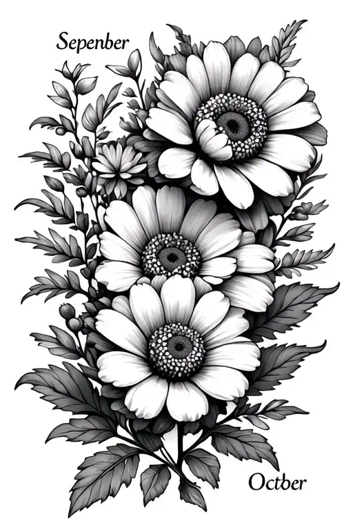 Three August Flowers One September Flower One October Flower And One July Flower