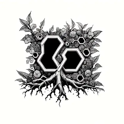 Empty Hexagon Sleeve With Roots Between Some Empty Hexagons