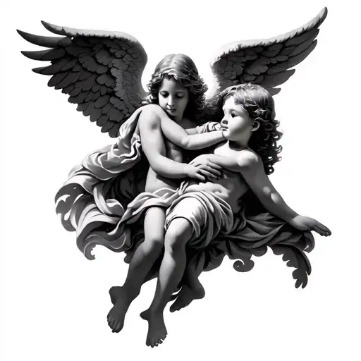 Angel Protecting A Little Boy